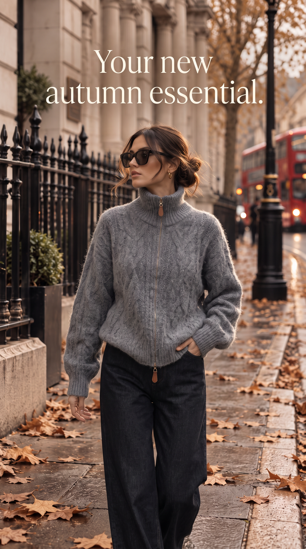 Collar Zipper Cardigan Sweater