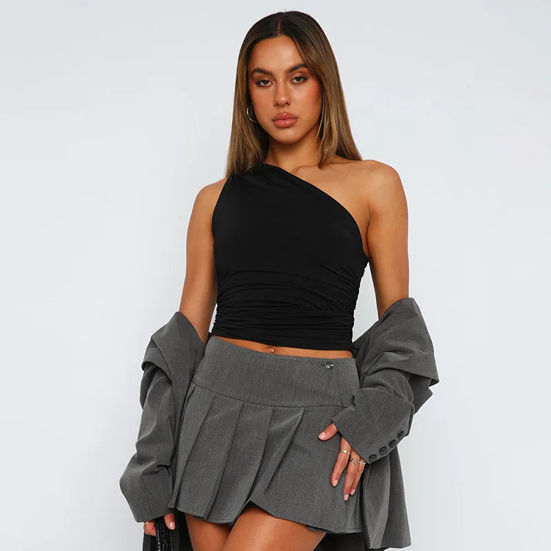 One-Shoulder Open-Back Top