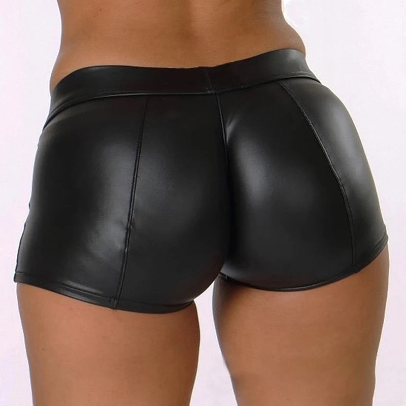 Glossy Faux-Leather Shorts