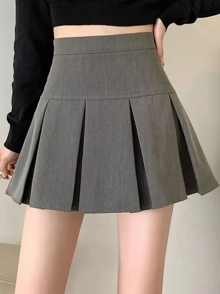 Zip-Detail Pleated Mini Skirt