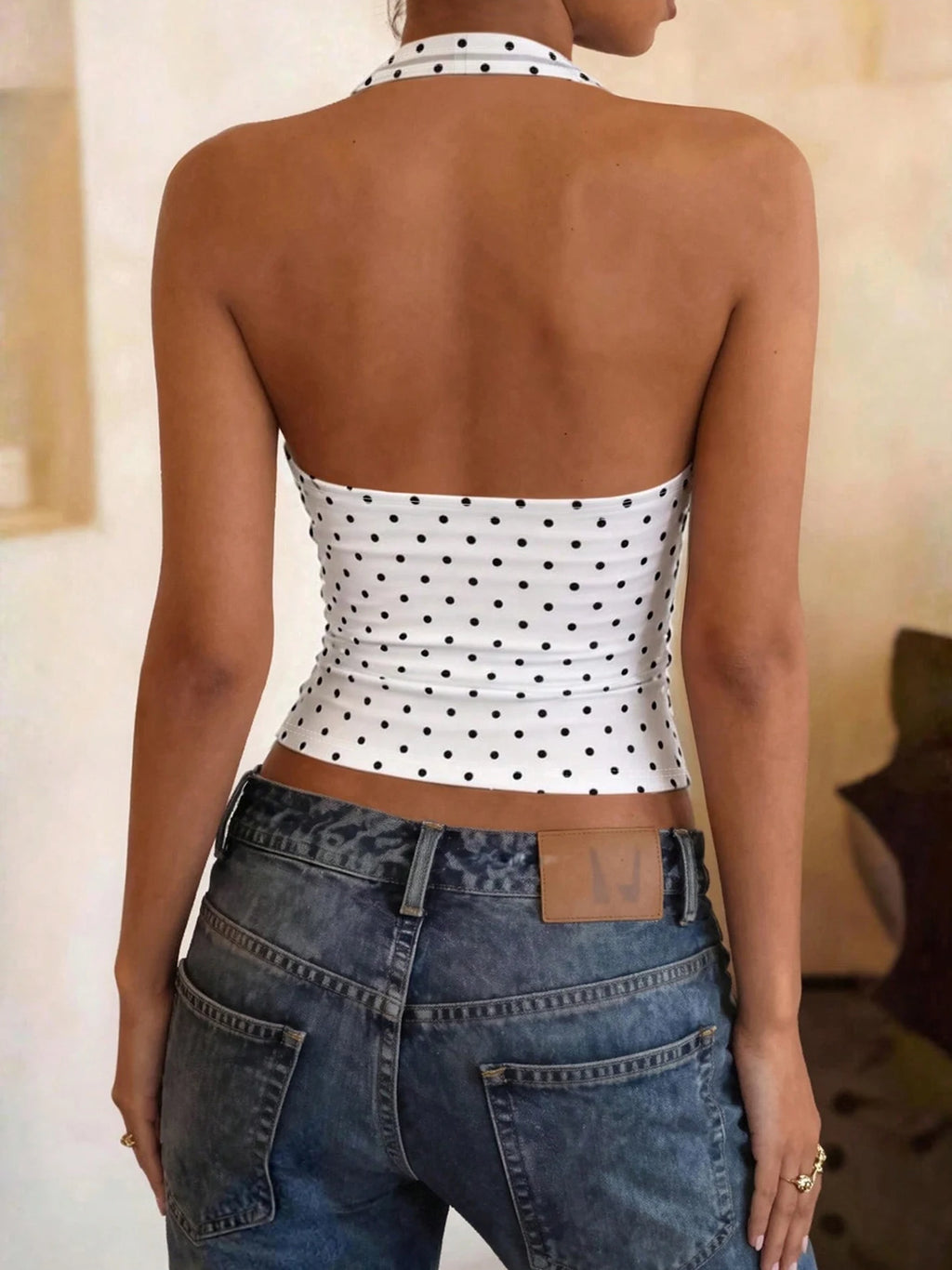 Polka Dot Halter Crop Top