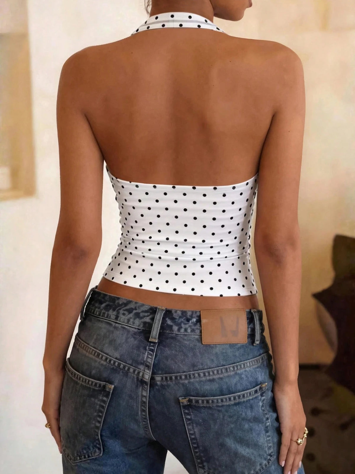 Polka Dot Halter Crop Top