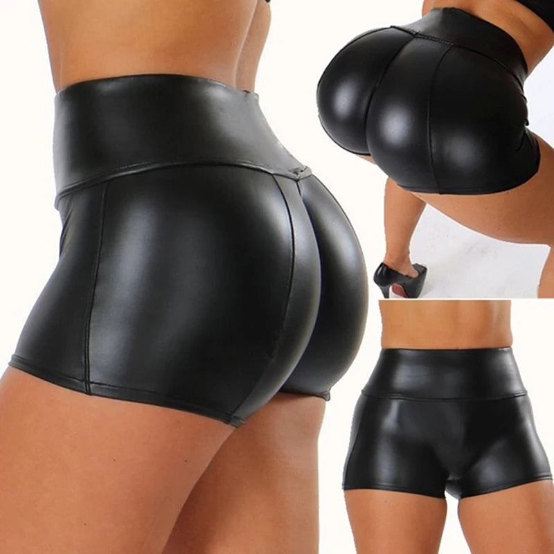 Glossy Faux-Leather Shorts