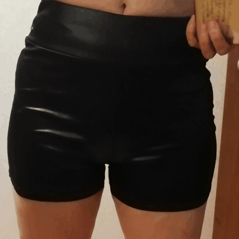 Glossy Faux-Leather Shorts