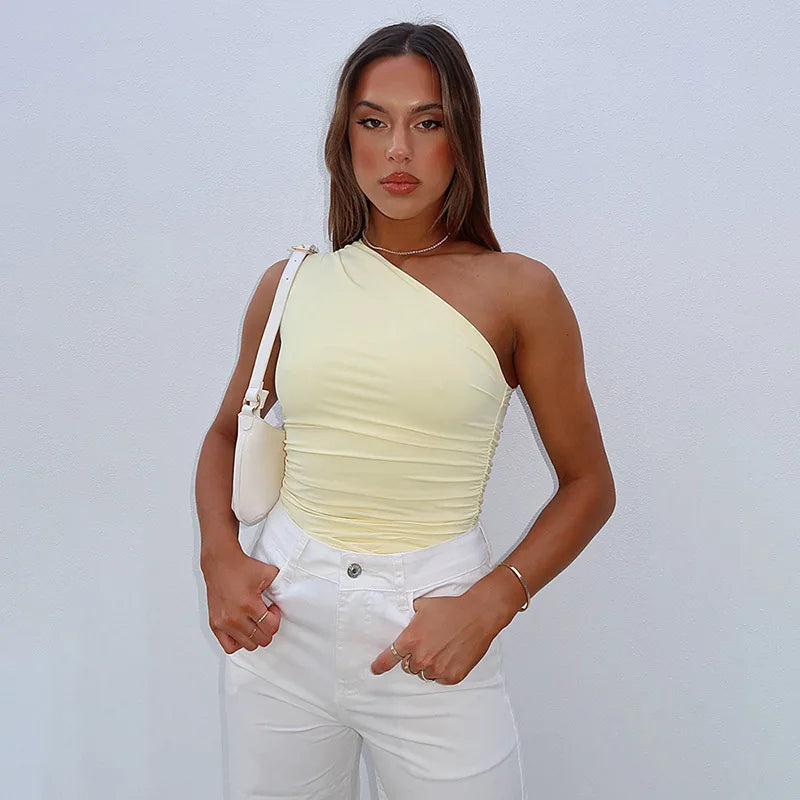 One-Shoulder Open-Back Top