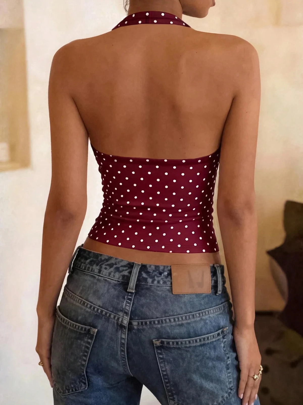 Polka Dot Halter Crop Top
