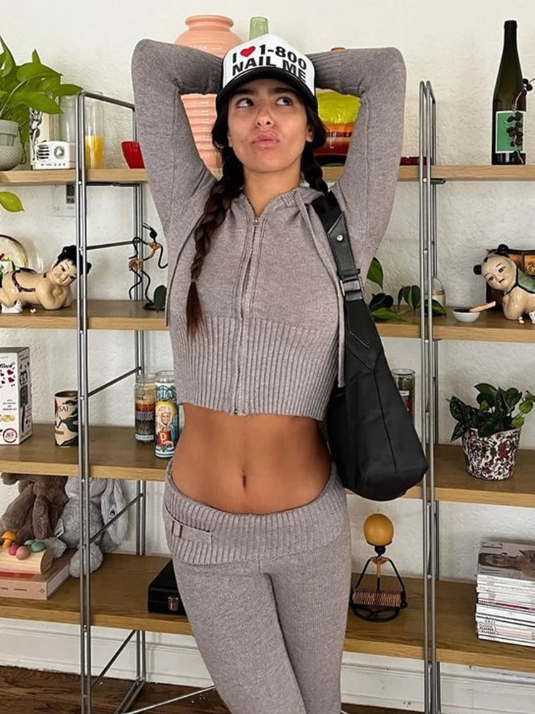 Knitted Hoodie And Trousers
