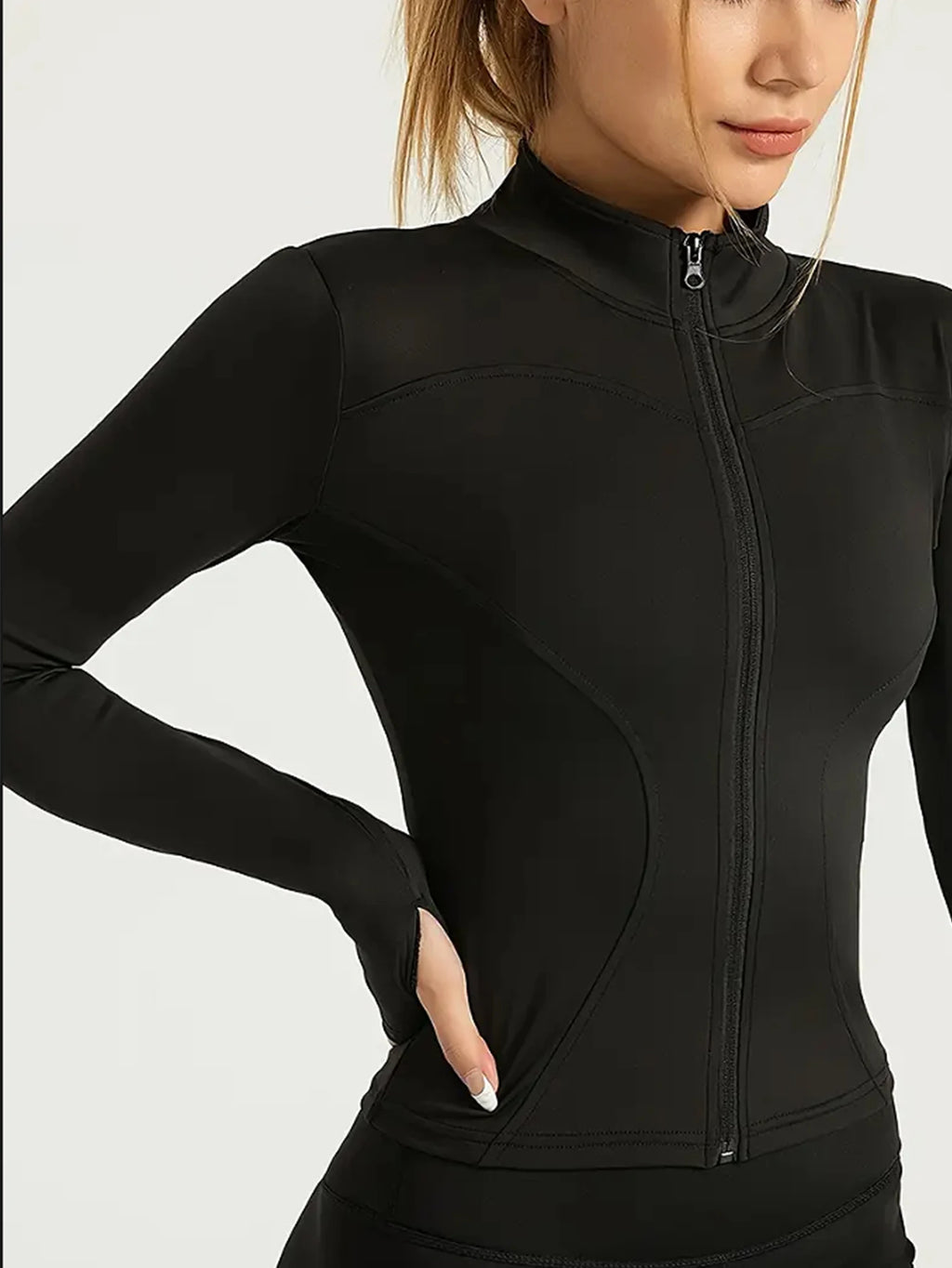 Stand-Collar Workout Jacket