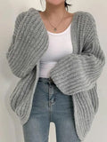 Lantern Sleeve Knitted Cardigan