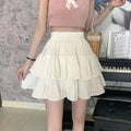 Elastic-Waist Pleated Mini Skirt