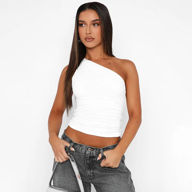 One-Shoulder Open-Back Top