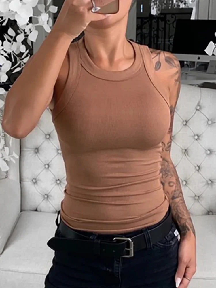 Ribbed Round-Neck Vest