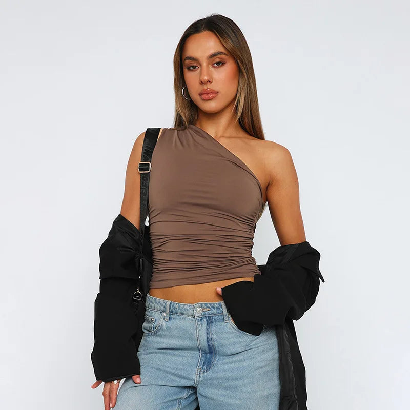 One-Shoulder Open-Back Top