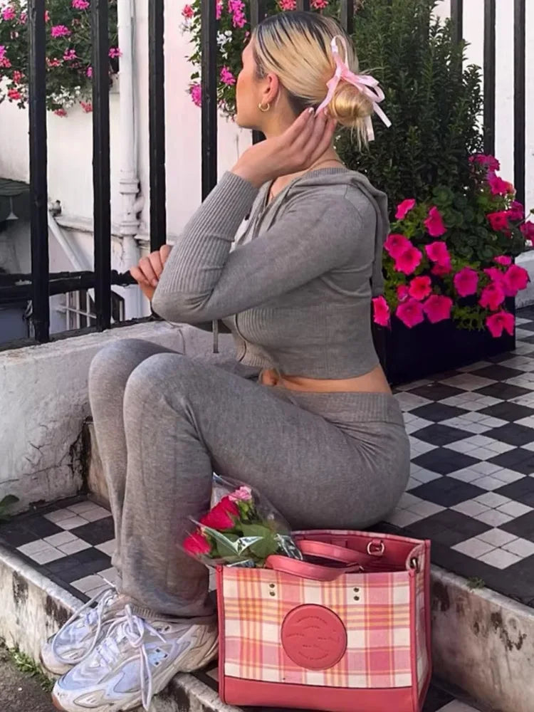 Knitted Hoodie And Trousers