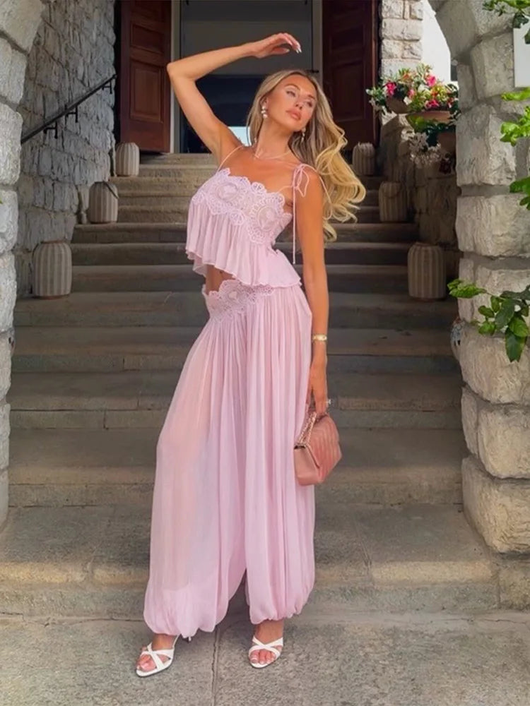 Ruffled Crop Top Co-ord