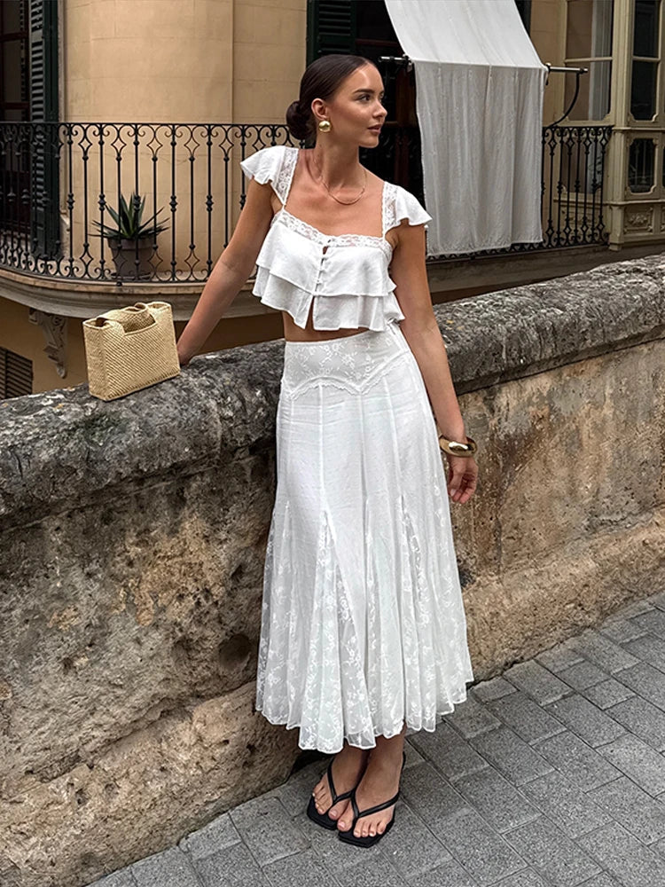 Ruffled Crop Top Co-ord