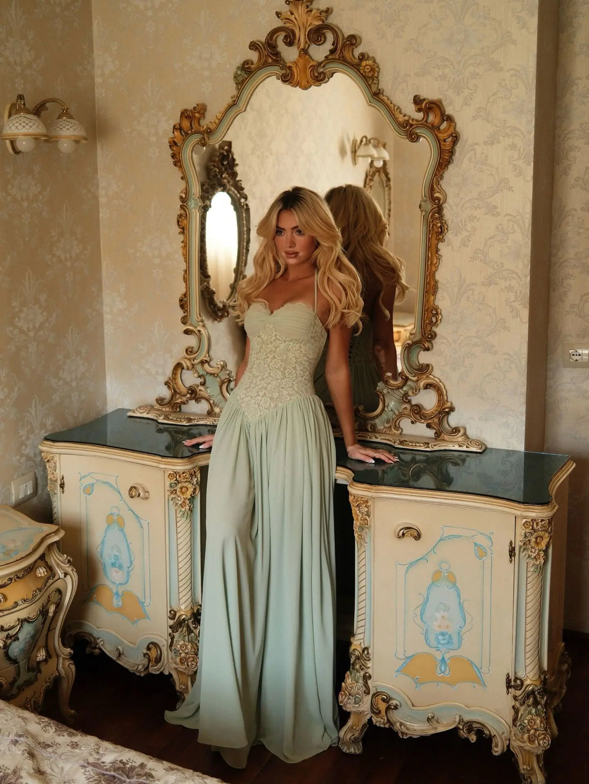 Pleated Halter Maxi Dress