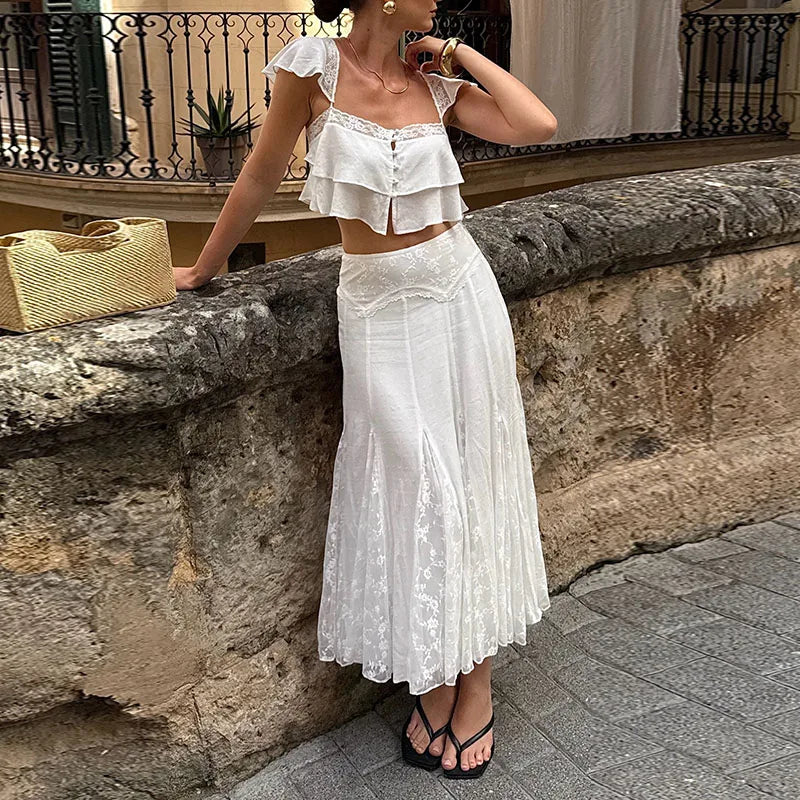 Ruffled Crop Top Co-ord