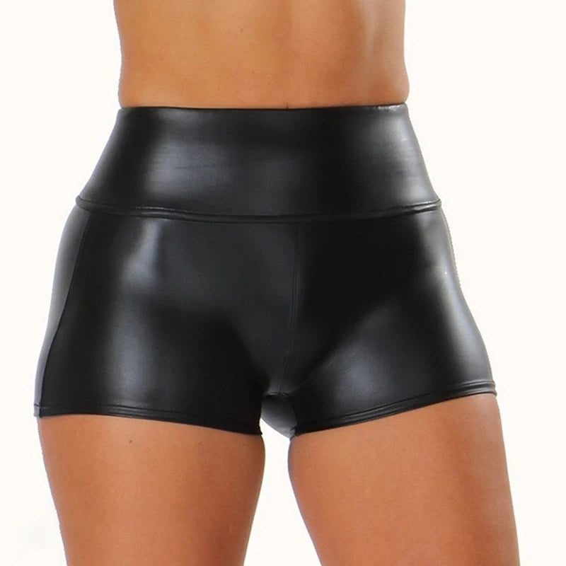 Glossy Faux-Leather Shorts