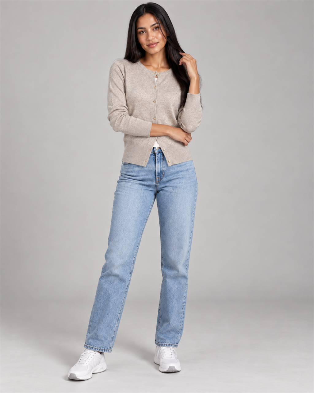 Round-Neck Button Cardigan