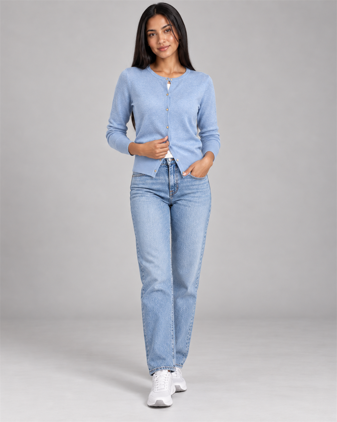 Round-Neck Button Cardigan