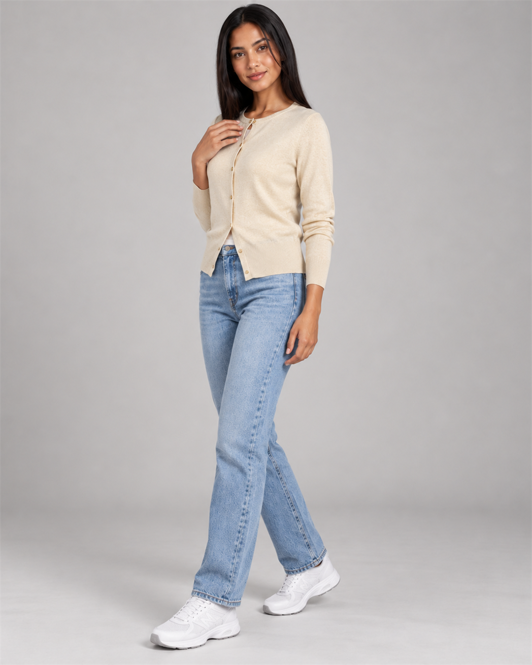 Round-Neck Button Cardigan