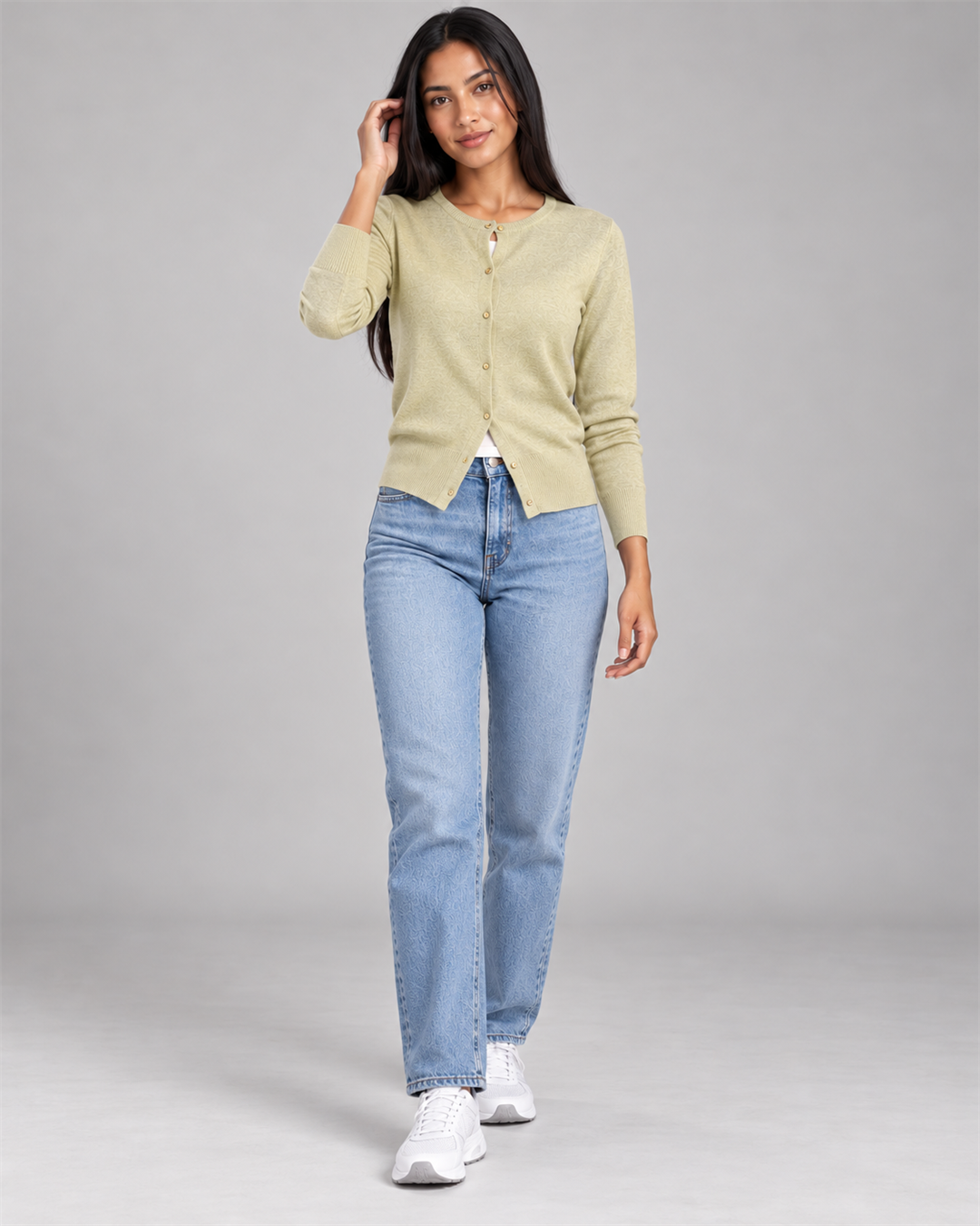 Round-Neck Button Cardigan