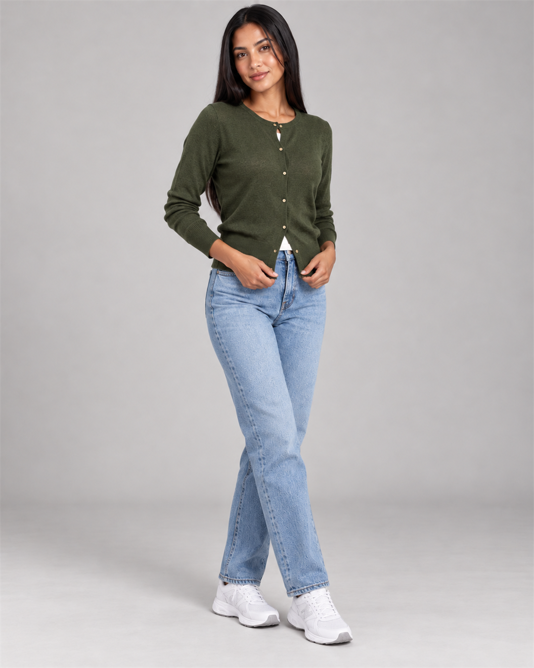 Round-Neck Button Cardigan