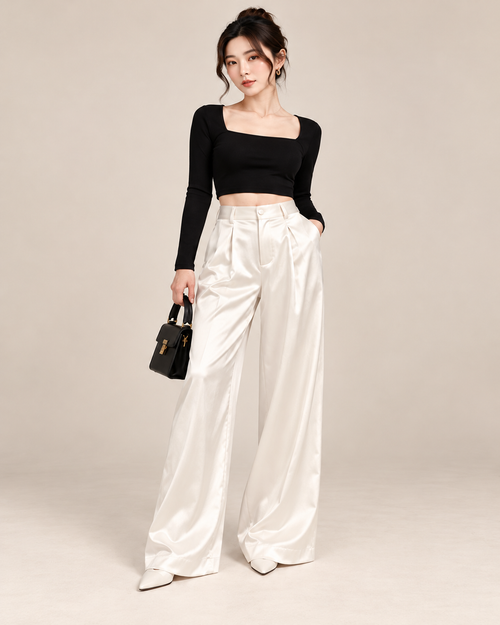 Ivory wide-leg trousers full-length front studio photo